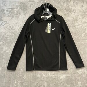 Nick Danger Hooded Shirt Mens S Black Flex Fit Waffle Knit Performance
